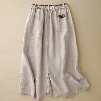 Linen Skirt Women's Spring and Summer New Korean Style Fashionable Artistic Elegant Chic All-match High Waist A- Line Skirt