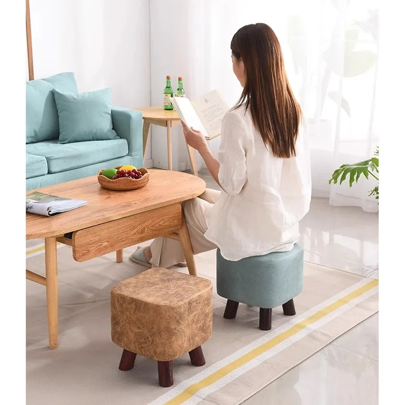Simple Solid Wood Household Small Stool Children's Short Stool At Home Entrance Living Room Coffee Table with Sturdy Shoe Stool