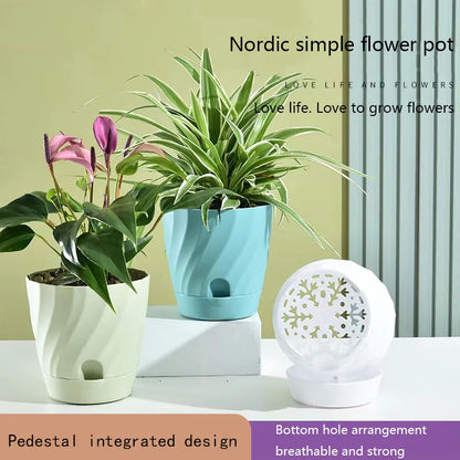 Plastic Flower Pots for Balcony, Simple and Breathable, High-end Planting, Home
