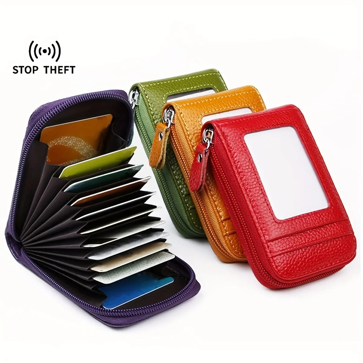 Women's Credit Card Wallet Multi Card Case Wallet with ID Window Zipper Card Cases Holder for Women Business Multifunction Purse