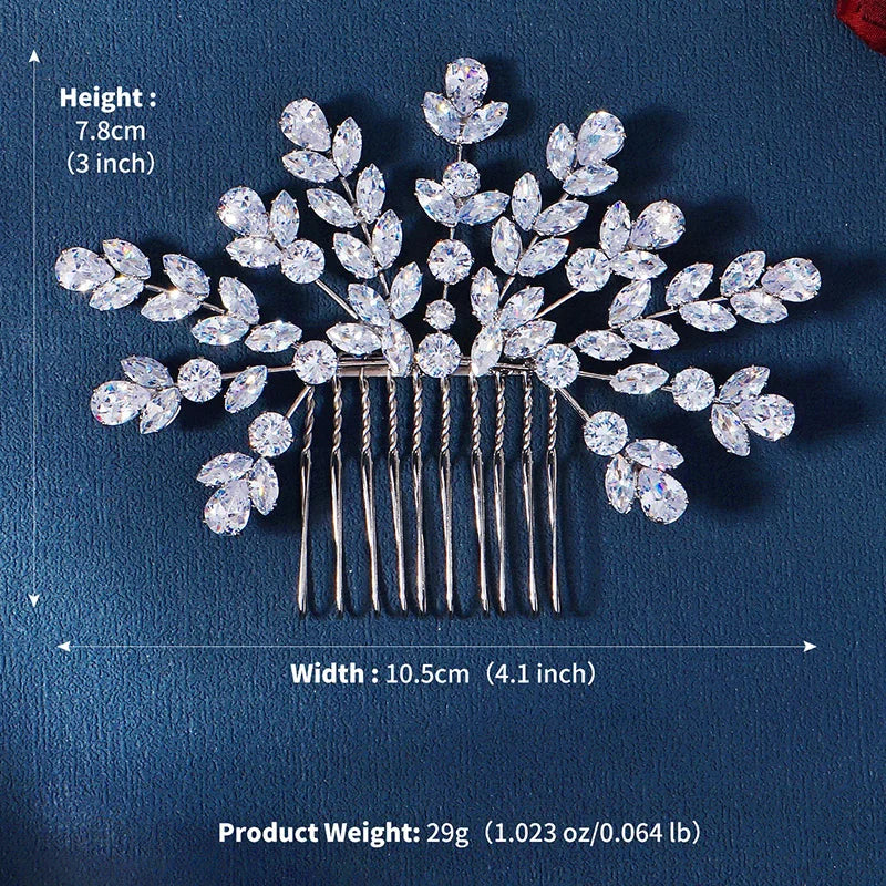 New Luxury Zirconia Bridal Hair Comb Sparkling Handmade Hair Comb for Women Wedding Headpieces Jewelry Accessories