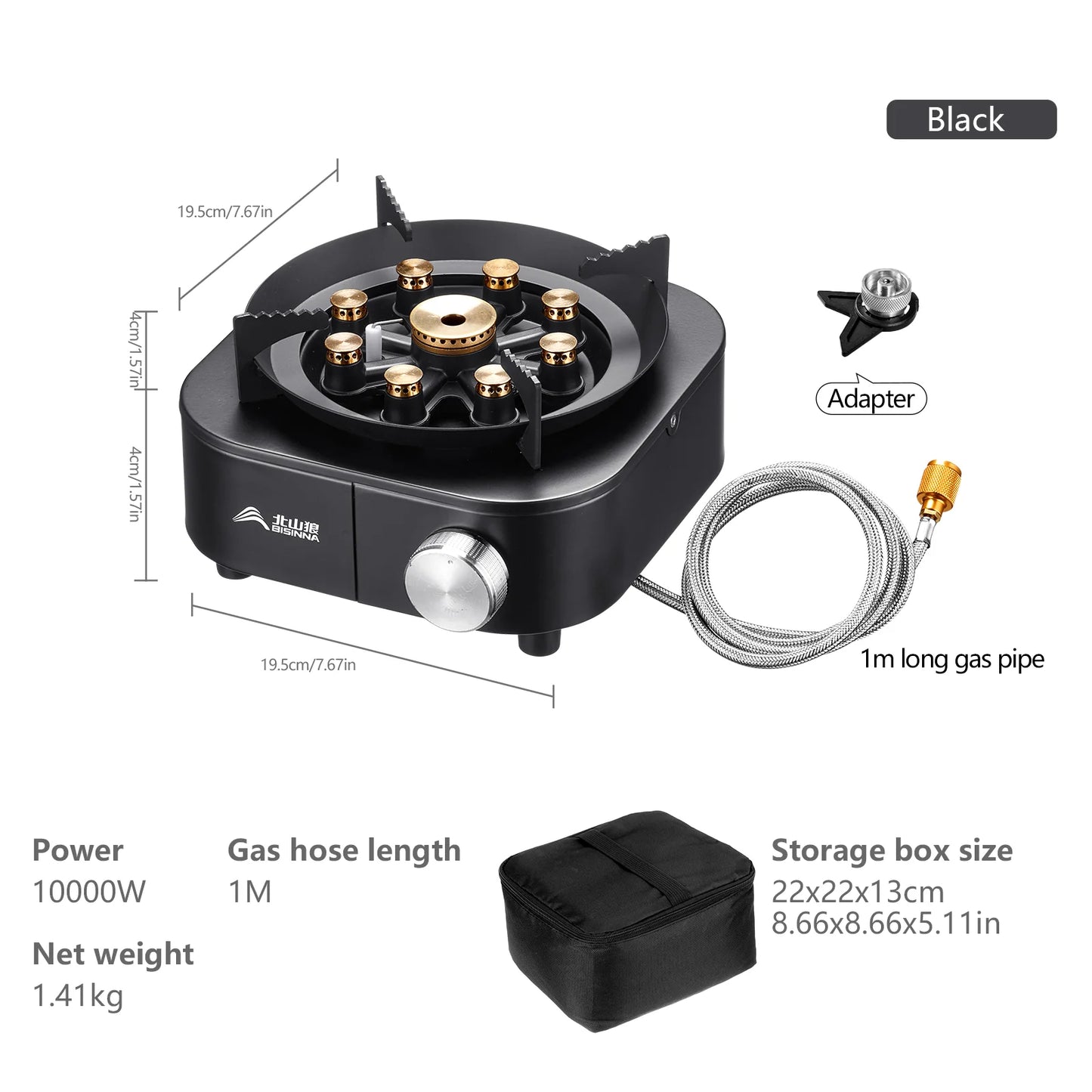 BISINNA Portable Camping Gas Stove 10000W High Firepower Strong Fire Burner for Outdoor Trips Barbecue Picnic Hiking