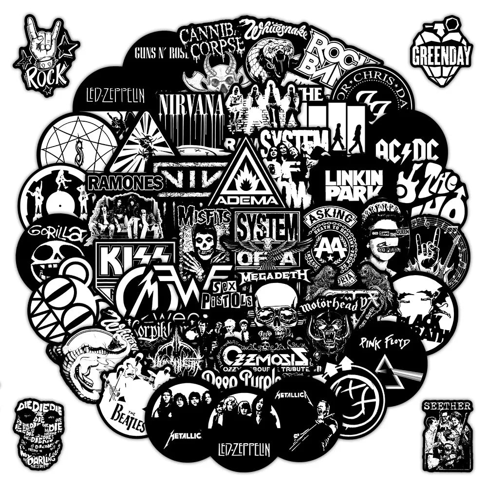 55 Pcs Rock Band Stickers - Cool Music-Themed Decals for Guitars, Luggage, Notebooks & DIY Crafts LanLanStickersWorld