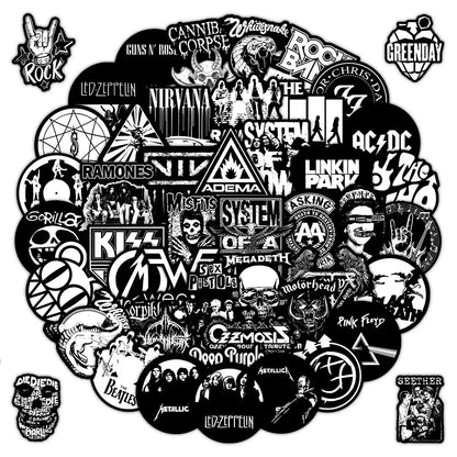 55 Pcs Rock Band Stickers - Cool Music-Themed Decals for Guitars, Luggage, Notebooks & DIY Crafts LanLanStickersWorld