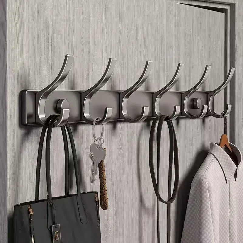 no drill Holes One Row Hangers Kitchen Towels Clothes Hats Toilet Towel Rack Storage Wall Mounted Door Back Rod Hook