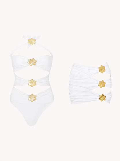 Sexy Starfish Bikini Set With Skirt Women Two-Pieces Swimsuit 2025 New High Fork Skirt Set Biquini Swimwear For Girl Clothing