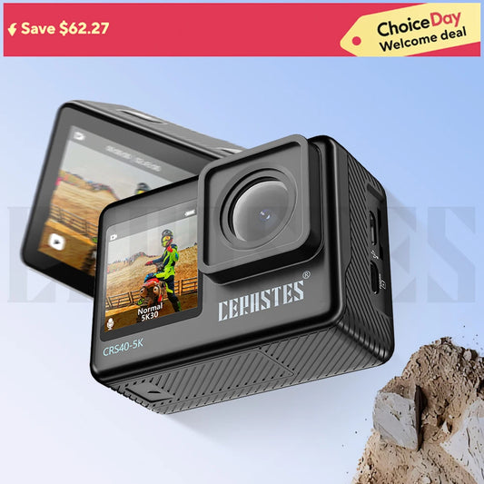 CERASTES Action Camera 5K 4K 60FPS WiFi Anti-shake Dual Screen 170° Wide Angle 30m Waterproof Sport Camera with Remote Control