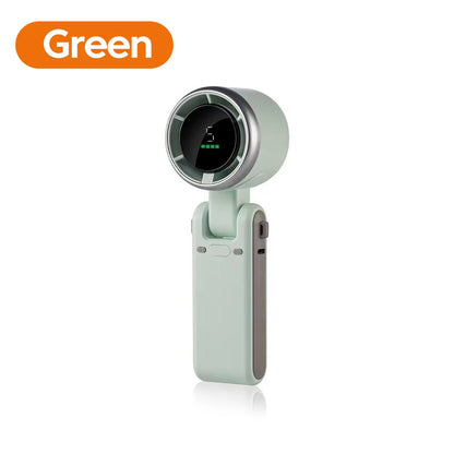 Handheld Folding Fan Type-C Charge Ports Portable Desktop 5level Wind Speed Adjustment Digital Display Electric Fan With Lanyard