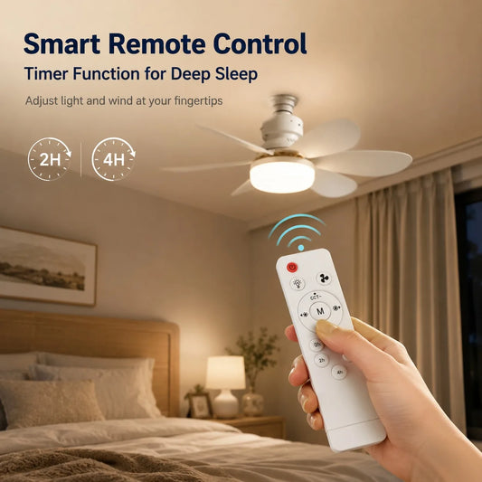 2026 New E27 Ceiling Fan Light, 30W/40W Dimmable LED Fan Lamp with Remote Timer for Bedroom Kitchen Balcony