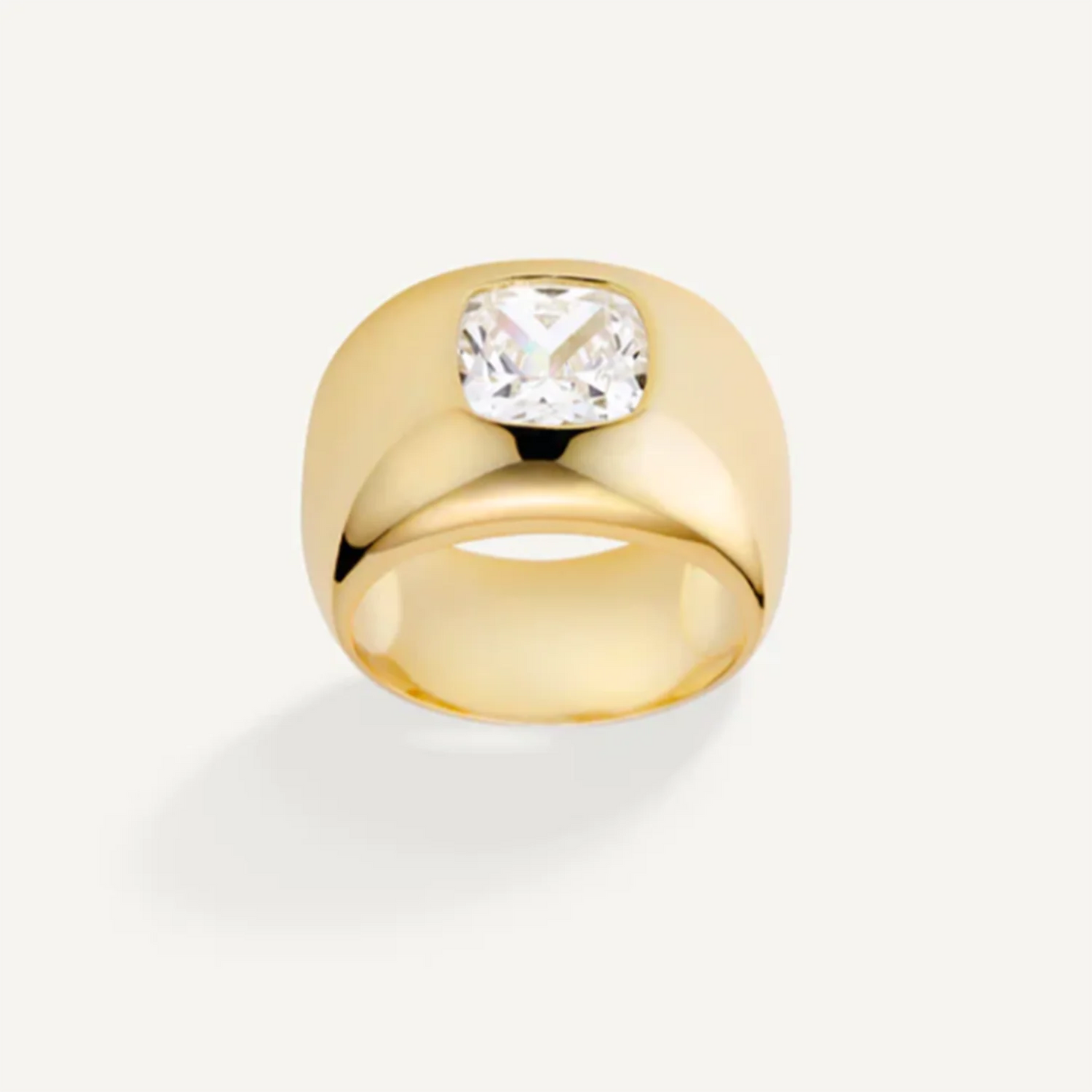 DPLAOPA 925 Sterling Silver Gold Thick Band Big CZ Zircon Size Ring Women Luxury Fine Jewelry 2023 Fine Jewelry Crystal