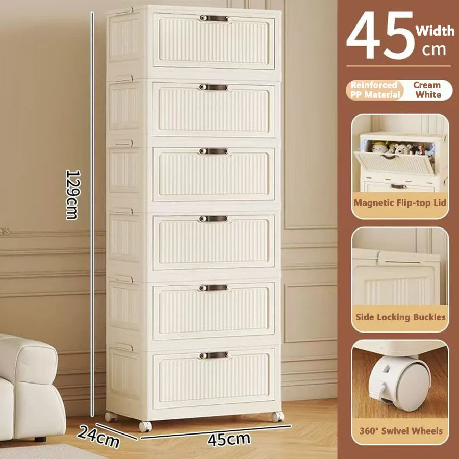Storage Cabinet Foldableing Storage Box Home Living Room Toy Cabinet Storage Rack Snack Cabinet Organizer Box Kitchen Storage Cabinet Folding Storage Cabinet Organizer