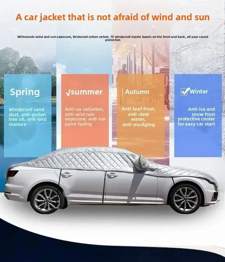 Universal Car Cover Four Seasons Sun Protection Snow Proof Freezing Prevention Heat Insulation Windshield Front Cover