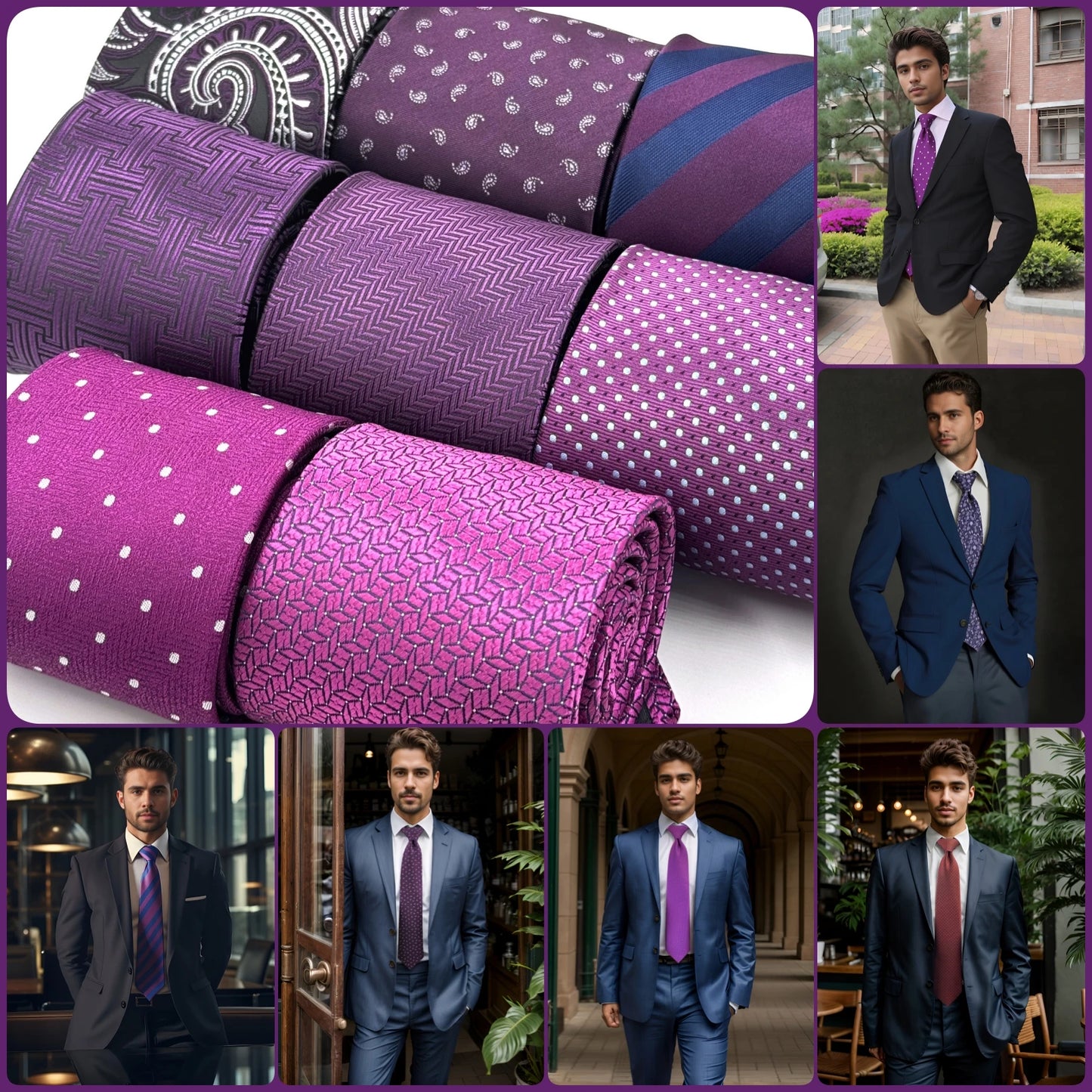 Purple Solid Red Mens Neckties Pink Fashion Ties for Male Party Dropshipping Wedding Gift