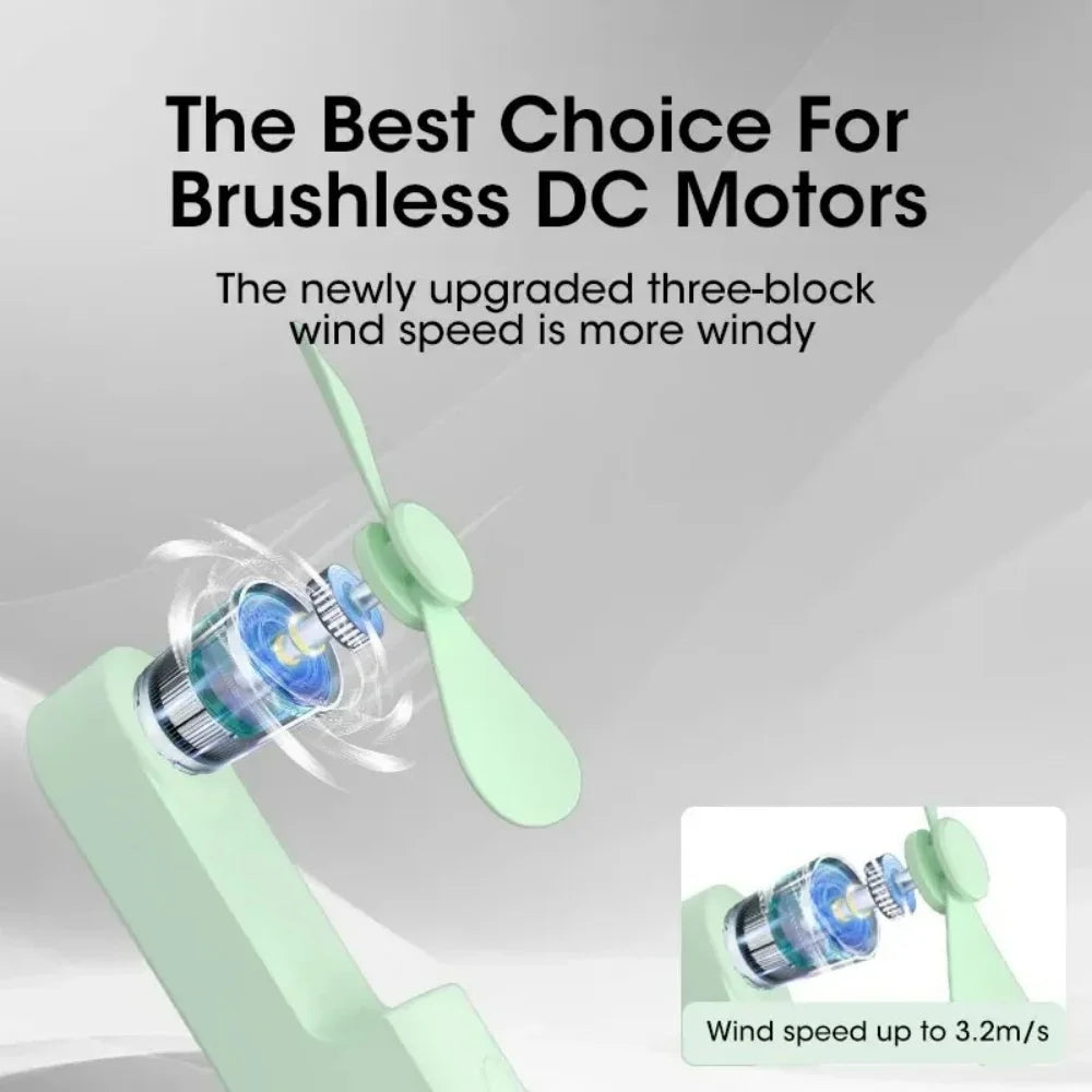 Portable Mini Handheld Fan Small Pocket Fan USB Rechargeable Battery Fan Folding Cooling USB Hand Fan with Power Bank