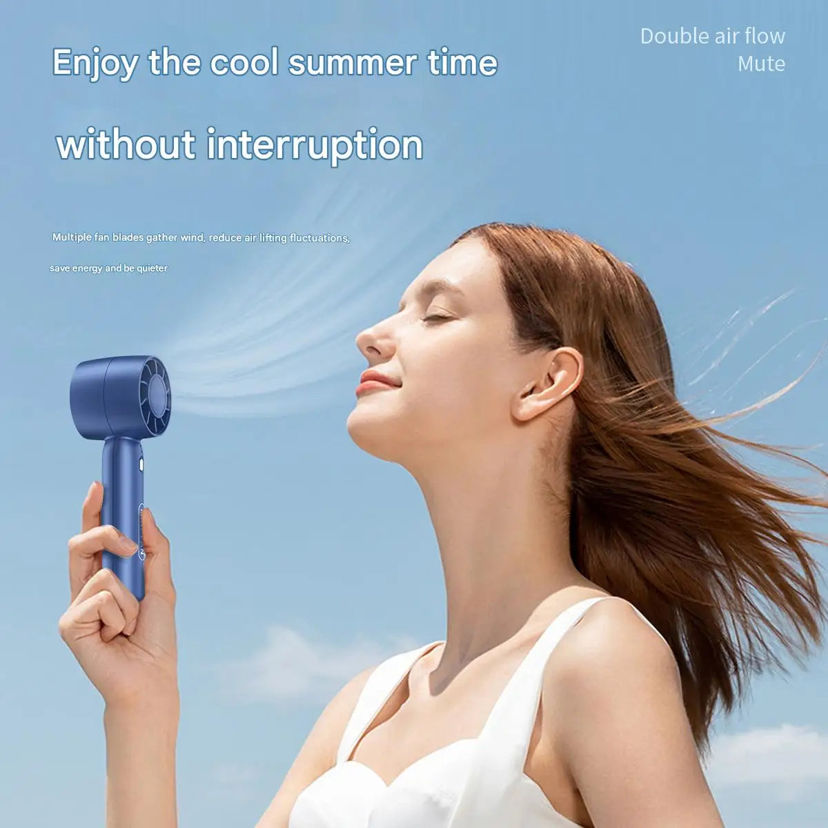 Turbo handheld small fan USB charging mini outdoor portable lightweight desktop stand with long-lasting battery life