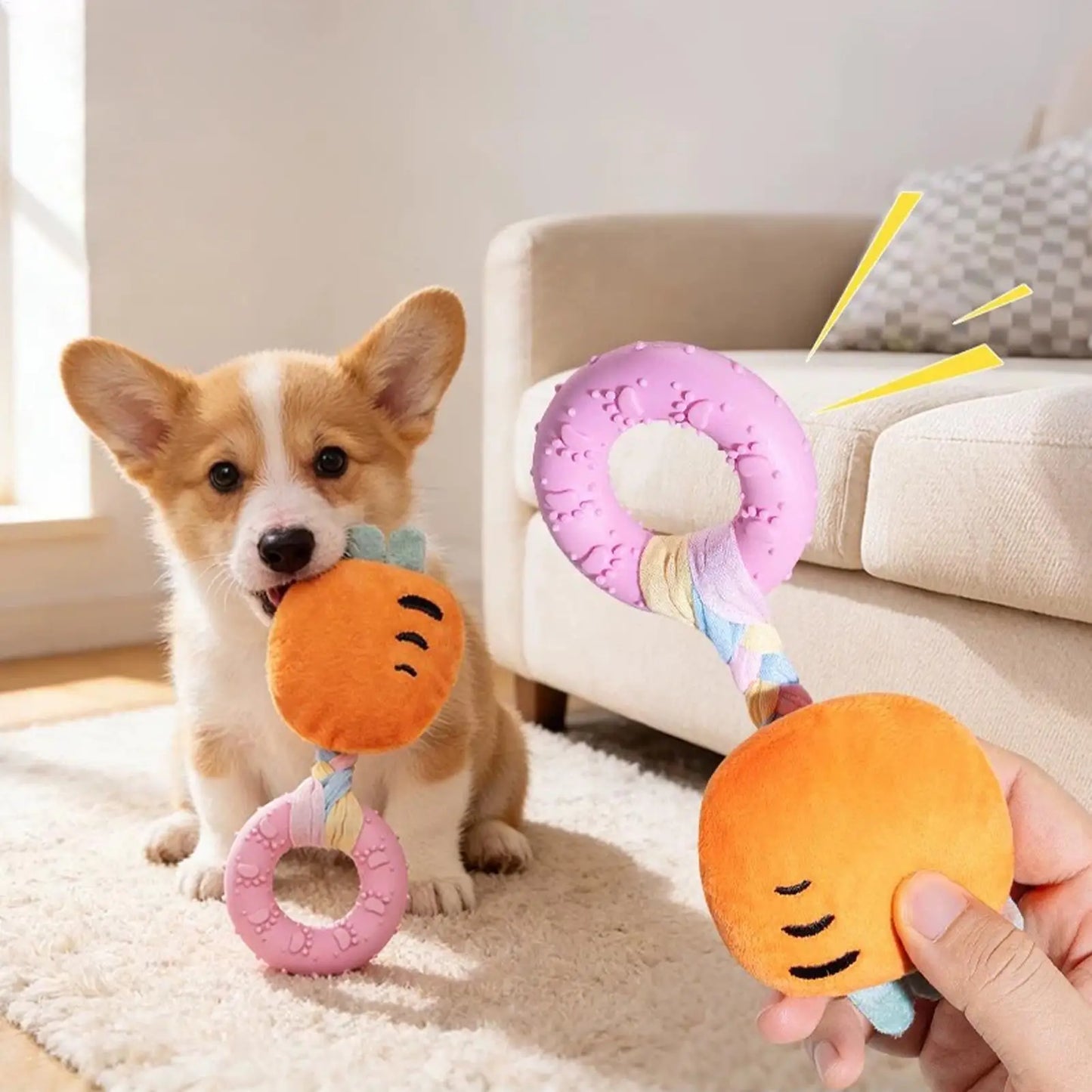 Dog Toys Rubber Plush Toys Dog Biting & Teething Relief Toys Pet Products Clean Teeth Interactive Dolls Sound Bite Pets Supplie