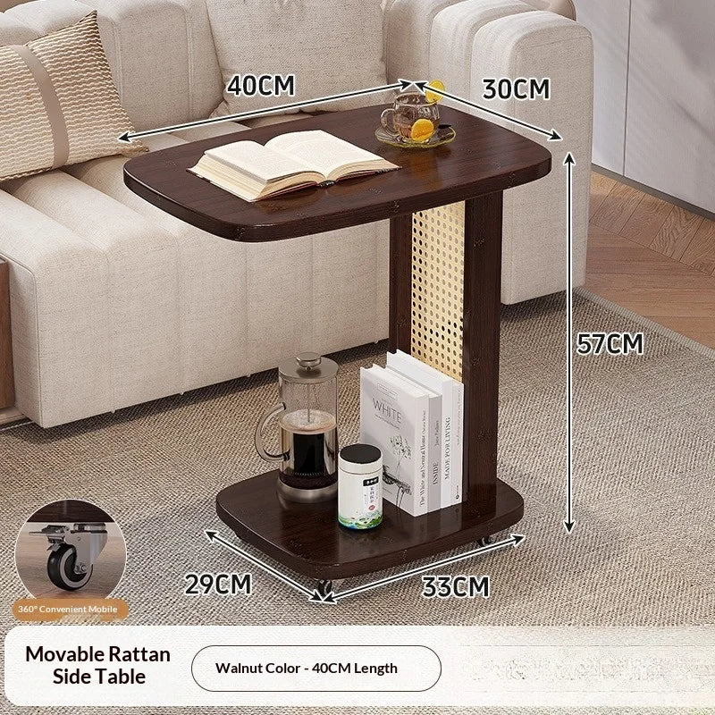 Portable Rolling Coffee Table Side Table Living Room Compact Sofa End Table Adjustable Height Luxury Furniture Living Room