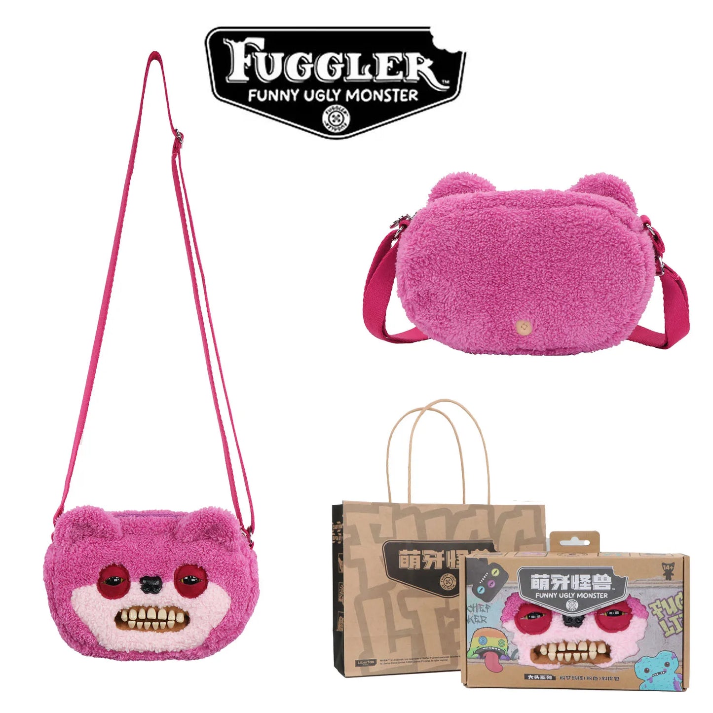 Fugglers Ugly Teeth Monster Bag Crossbody Cute Plush Wallet Plush Bag Fuggs Crossbody Bag with Shoulder Strap Animal Plushies