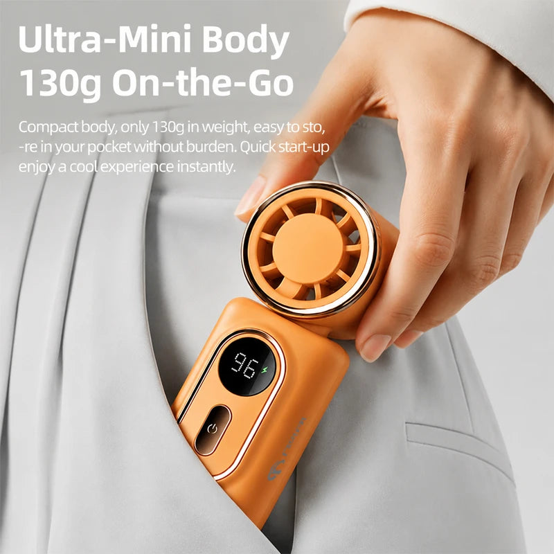 Portable Mini Fan Handheld Small Fan Cooling Turbo High Speed Fans 3000mAh 5 Speeds 180° Adjustable LED Display USB Rechargeable