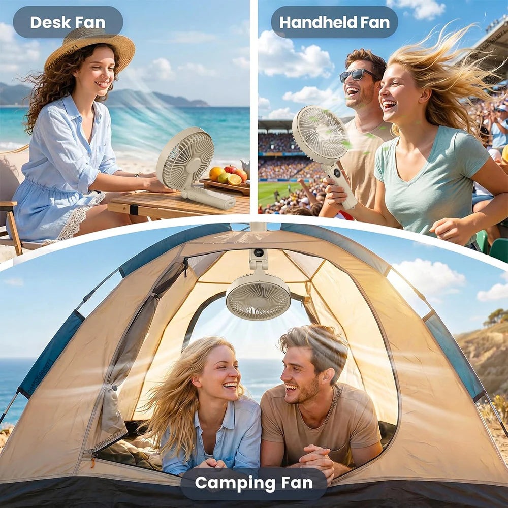 Portable Handheld Fan Folding Camping Fan 3600mAh Desktop USB Rechargeable Fan 199 Speed Powerful Wind Portable Outdoor Hand Fan