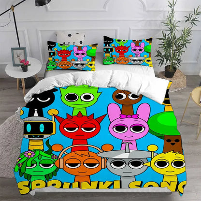 Sprunki Bedding Sets Bed Cover Comforter Duvet Cover Pillow Case 2-3 Pieces Sets Kids Adult Bedroom Decoration