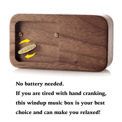 Roosiking Walnut Wooden Ring Box Music Box Jewelry Organizer Family Valentine's Day Christmas New Year Gift(Tune:Anastasia)