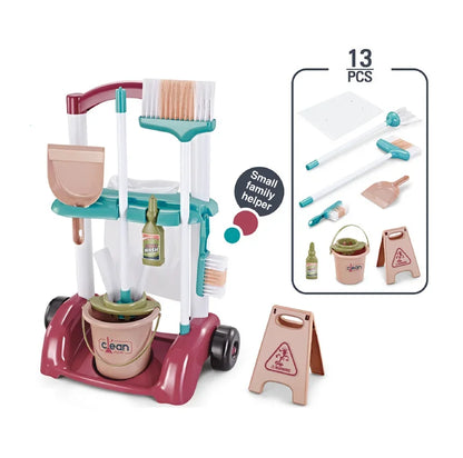 Children's Simulation Cleaning Tool Playset, Kids Pretend Play  Cleaning Toy Home Vacuum Cleaner&Broom&Mop House Cleaning Toys