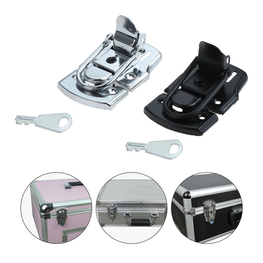 1pc Suitcase Lock Hasp with Key 76*45mm Tool Cabinet Fitting Lock Bag Spring Belt Hasp Buckle Hardware Package Accessories