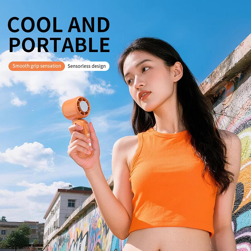 Portable Handheld Fan 199 Speeds ICE Cooling Trendy Personal Fan with Detachable Base Phone Stand Neck Lanyard for Travel