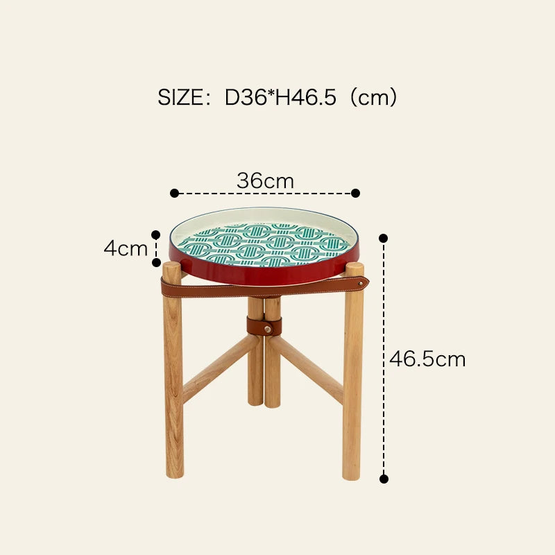Vintage Coffee Table, Living Room Sofa Side Table, Ceramic Tray, Solid Wood Tea Table, Creative Storage Desk, Nordic Furniture