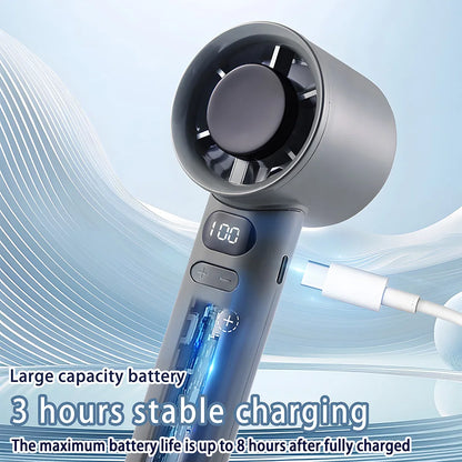 Portable Handheld Fan 120 Wind Speeds Mini Bladeless Hand Fan USB Rechargeable Highspeed Fans Camping Electric Fans Air Cooler