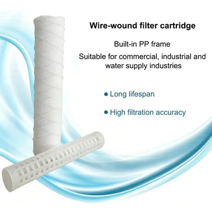 2Pcs 20 Inch 5 Micron Water Filter Cartridge High Flow Wound Polypropylene Sediment for Whole House Water Filter Cartridge