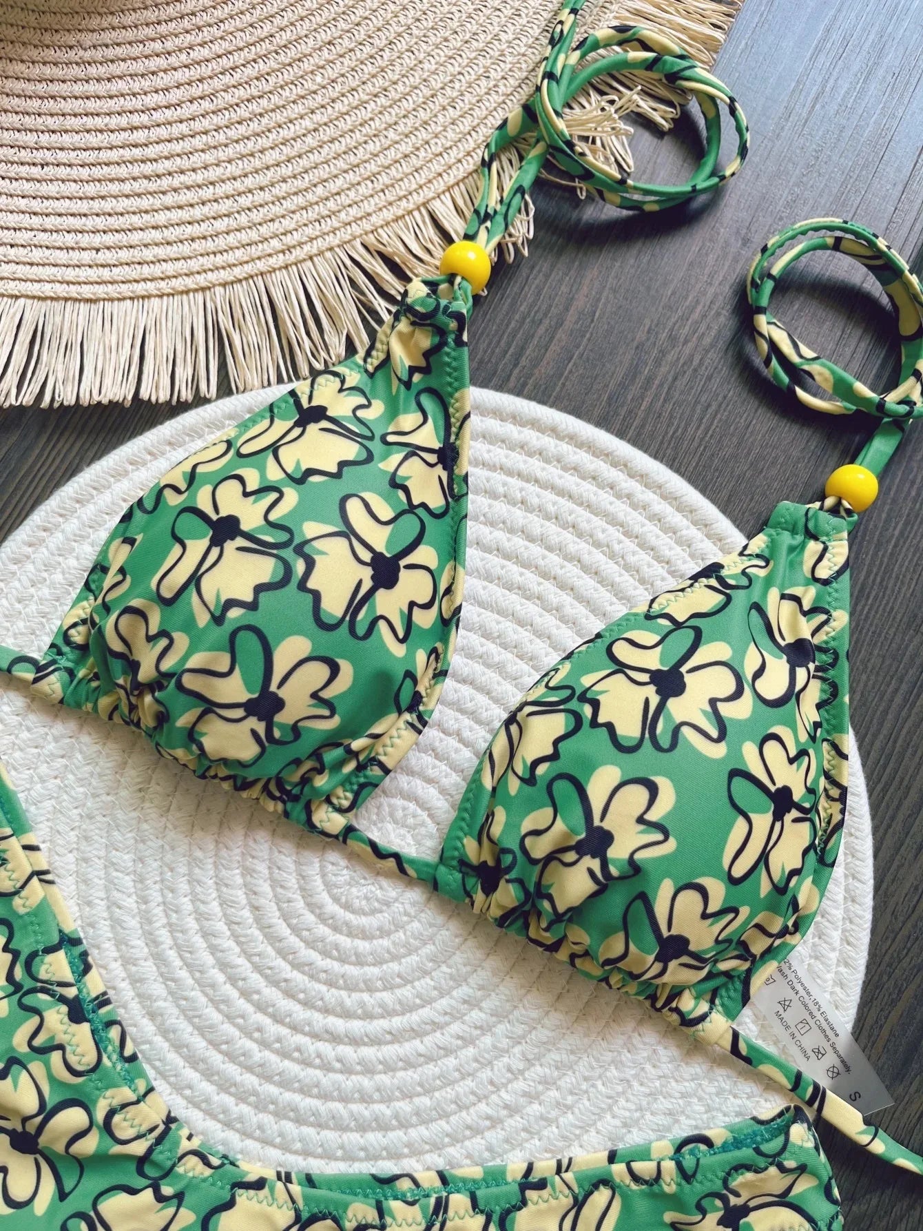 RUOTONSEPT New Sexy Botany Print Bikinis Set Women's Swimsuit Two-piece Triangle Halter Swimwear Bathing Suit Brazilian Biquinis