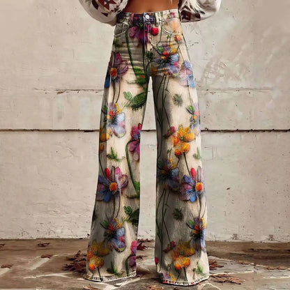 2025 Retro 3D Printing Fashion High Waist Pants High Street Loose Wide Leg Pants for Women Harajuku Trousers Spring Summer