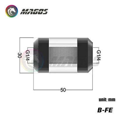B-FE High Performance Metal Water Cooling Filter With High Flow Rate + Low Water Resistance, G1/4'' 0.058MM 250 Mesh Filter Net