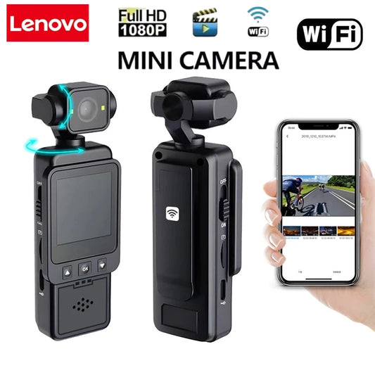 Lenovo Portable Recorder Action Camera with Front LCD Touch Rear Screens 4K 1080P Waterproof Video Camera 180° Screen Rotation