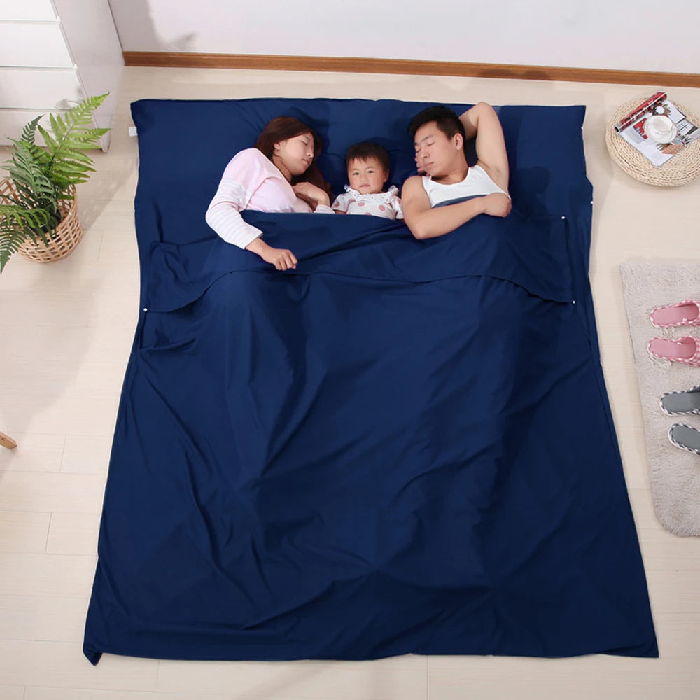 115cm*210cm Lightweight Sleeping Bag Liner Portable Multi-person Sleeping Sack Outdoor Camping Hotel Travel Sheet