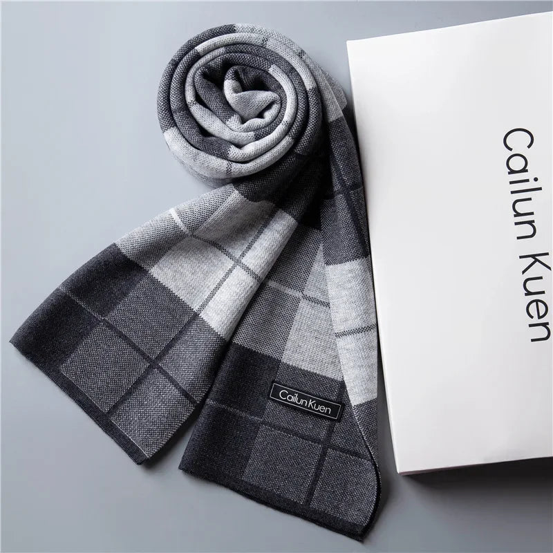 High Quality Wool Men Scarf Autumn Winter Classic Business Thermal Muffler Male Soft Korean Version Long Thick Warm Shawl No Box