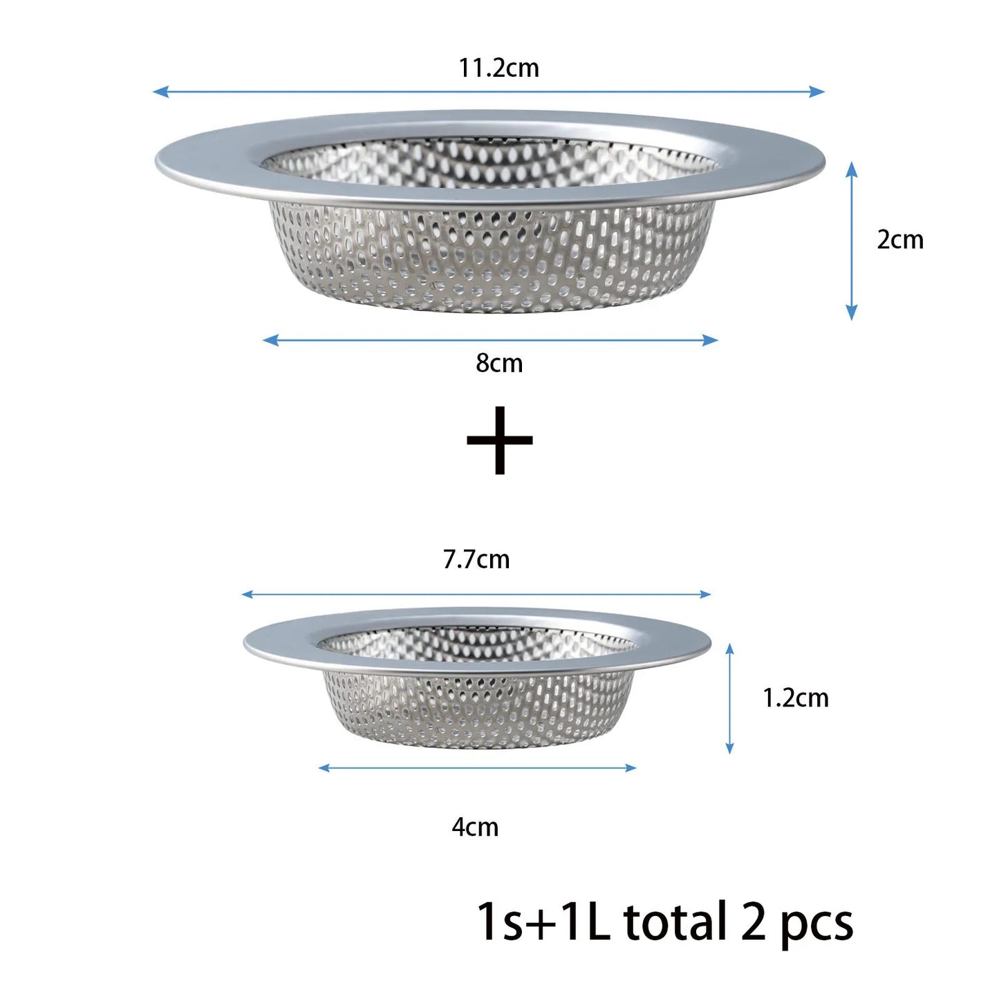 2 Pcs Kitchen Sink Strainer，Stainless Steel Punching Sink Drain Strainer Shower Drain Hair Catcher Bathroom Kitchen Accessories