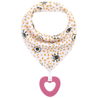 Baby cotton feeding bibs: Multi-functional triangular drool pads with teething toy—skin-friendly,anti-spitup,keeps clothes clean