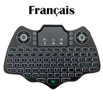 MRSVI V18 Mini Wireless Keyboard 2.4G BT Touch 7 Color Backlit French Spanish Russian Air Mouse Keyboard Gift for Android TV Box