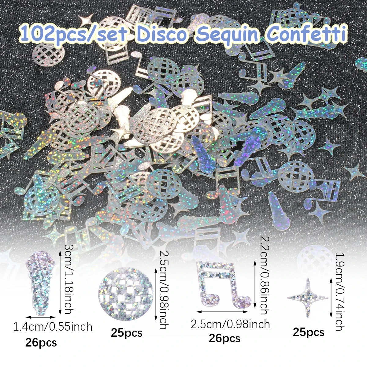 1 Set Disco-Themed Confetti & Glitter Disco Ball Party Decorations — Ideal for Disco, Birthday, and Music-Themed Parties
