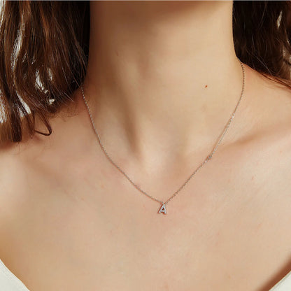 VEWANT New 925 Sterling Silver Monogram Initial Letter A M Pendant Long Chain Necklace Crystal Fine Jewelry Luxury Fine Jewelry