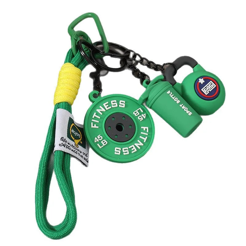 Fitness Keychain Gym Barbell Key chain Weightlifting with D-shaped Buckle Water Cups Simulation Dumbbells Creative Bag Charm