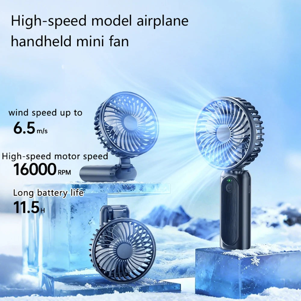 Portable Handheld Fan, Battery Operated Fan with Base, Rechargeable Mini Fan for Outdoor Indoor for Summer and For Outdoor