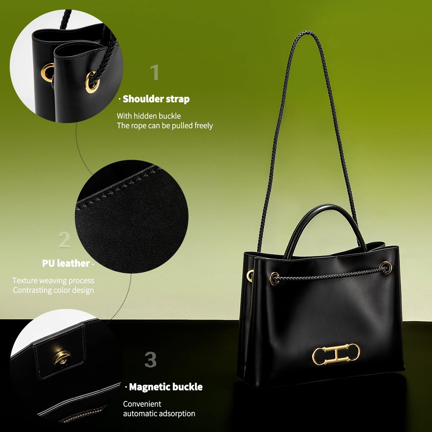 CHCH Women's Tote Bag 2025 New Black Business Women's Bag Dual purpose Shoulder Bag