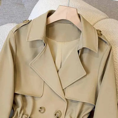 Women Medium Long Styles Windbreaker Coat New Ladies Long Sleeves Lined Outwear Spring Autumn Female Solid Color Trench Jacket