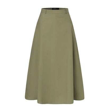 ZANZEA 2024 Summer Casual Midi Skirts Women A-line Oversized Patchwork Skirt Solid Color Bottom Ladies Zipper High Waist Skirt