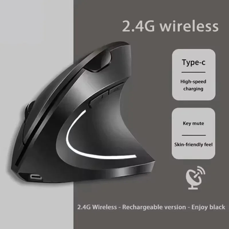 Lenovo Wireless Vertical Mouse 2.4G Bluetooth Wired Mouse Ergonomic Personalised Side Grip DPI Adjustable Mute Gaming Mouse