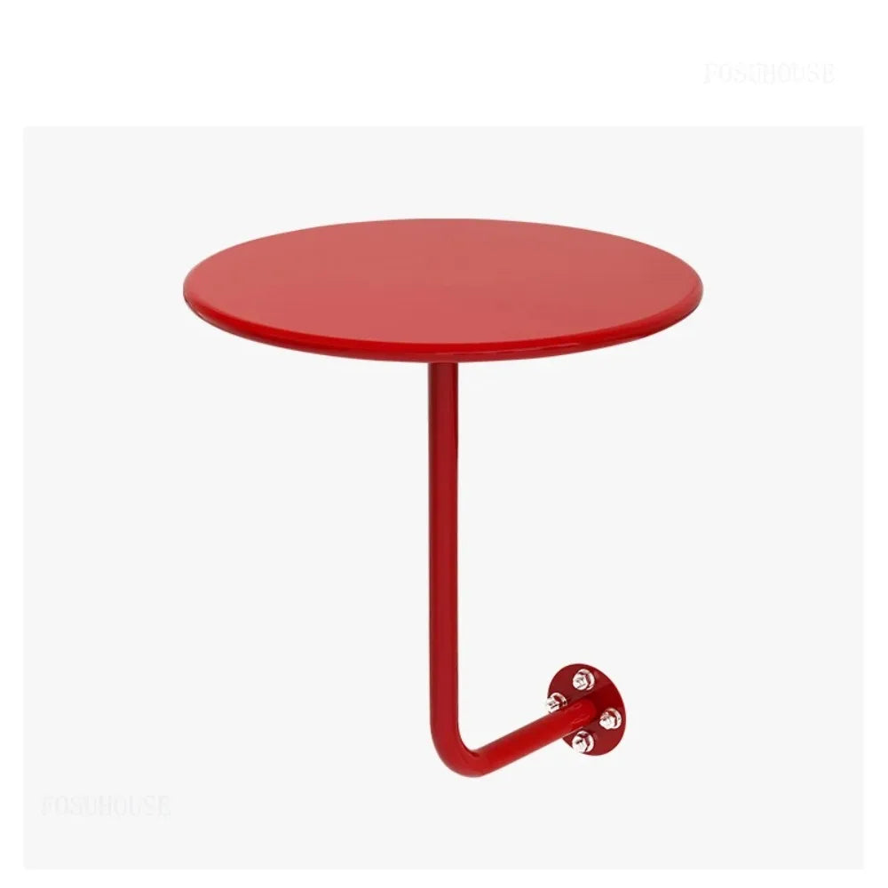 Wall Mounted Coffee Table, Round Floating Side Table, Metal Space Saving End Table for Living Room Bedroom Balcony Cafe